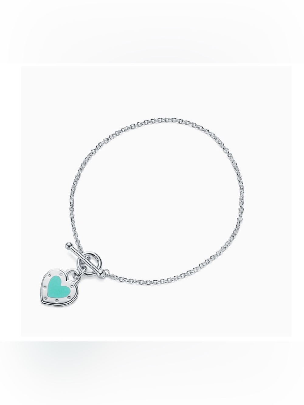 Tiffany&Co. Return to Love Heart Tag Toggle Bracelet in Silver with Blue Enamel